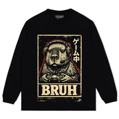 BRUH CAPYBARA GAMER VIDEO GAMES MEME TEE & LS & HOODIE