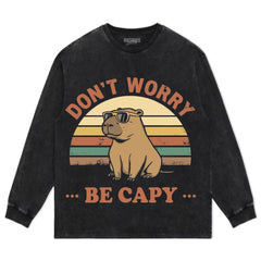 FUNNY CAPYBARA SHIRT, DON'T WORRY BE CAPY TEE & LS & HOODIE