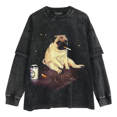 PUG SMOKING DOG LOVERS TANK TOP & TEE & LONG SLEEVE & LAYERED LS & HOODIE