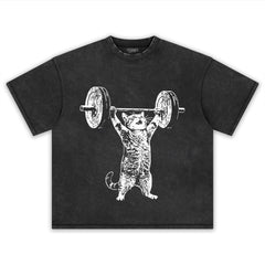 WEIGHT LIFTING GYM CAT TANK TOP & TEE & LONG SLEEVE & LAYERED LS & HOODIE
