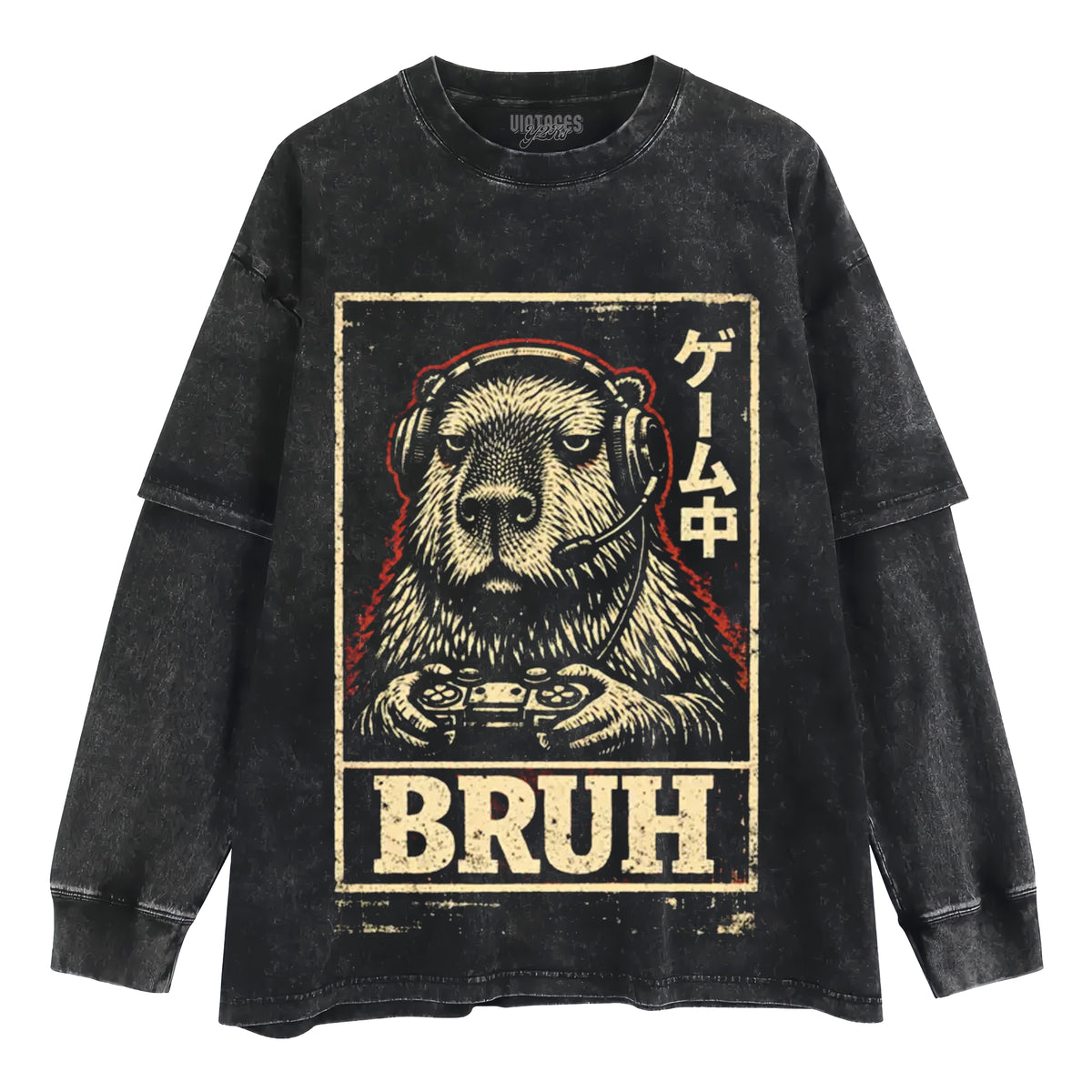 BRUH CAPYBARA GAMER VIDEO GAMES MEME LAYERED LONG SLEEVE