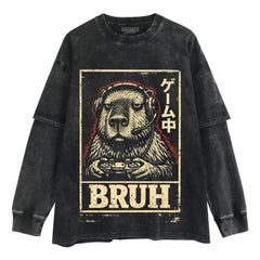 BRUH CAPYBARA GAMER VIDEO GAMES MEME LAYERED LONG SLEEVE