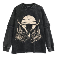 BULL SKULL WESTERN TANK TOP & TEE & LONG SLEEVE & LAYERED LS & HOODIE