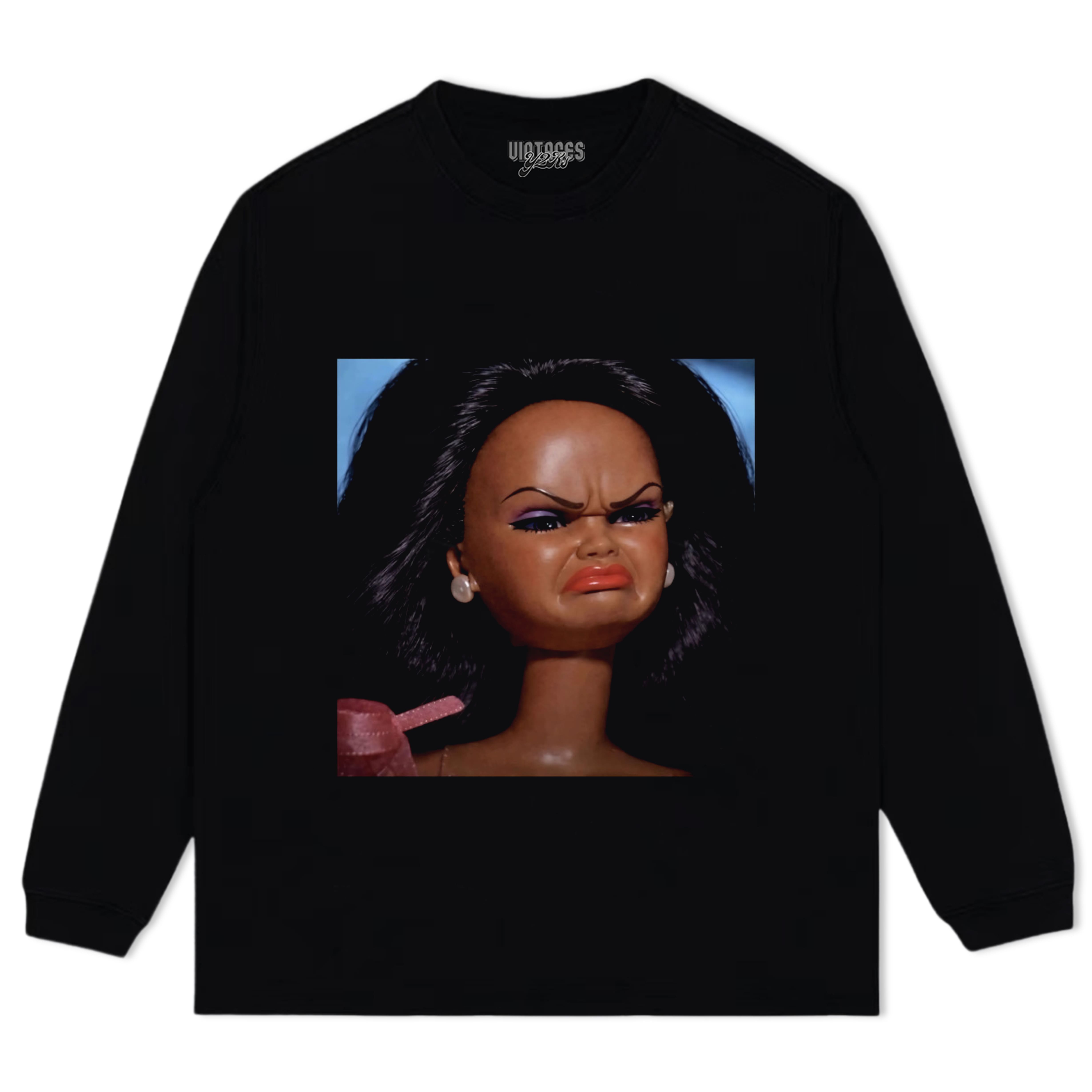 DISGUSTED BLACK BARBIE FACE MEME TANK TOP & TEE & LONG SLEEVE & LAYERED LS & HOODIE