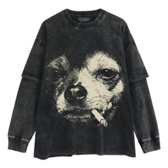 DOG - SMOKING - CIGARETTE TANK TOP & TEE & LONG SLEEVE & LAYERED LS & HOODIE