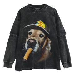 DOG SMOKING TANK TOP & TEE & LONG SLEEVE & LAYERED LS & HOODIE