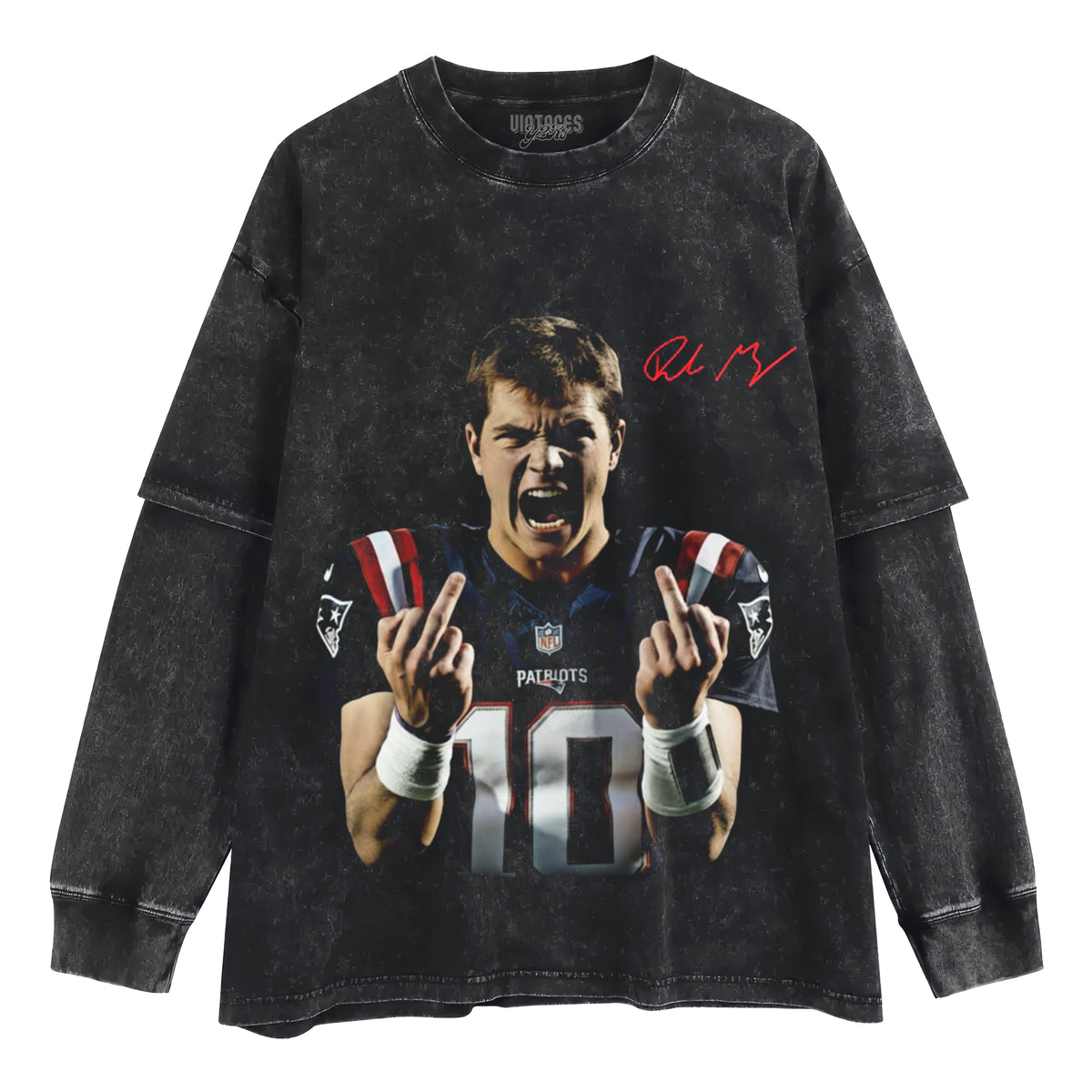DRAKE MAYE MIDDLE FINGER VINTAGE LAYERED LONG SLEEVE