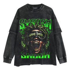 GAME OVER RAGE GRAPHIC STREETWEAR TANK TOP & TEE & LONG SLEEVE & LAYERED LS & HOODIE