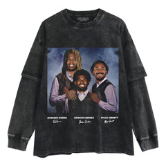 MYLES GARRETT & SHEDEUR SANDERS & QUINSHON JUDKINS CLEVELAND STEP BROTHERS LAYERED LONG SLEEVE