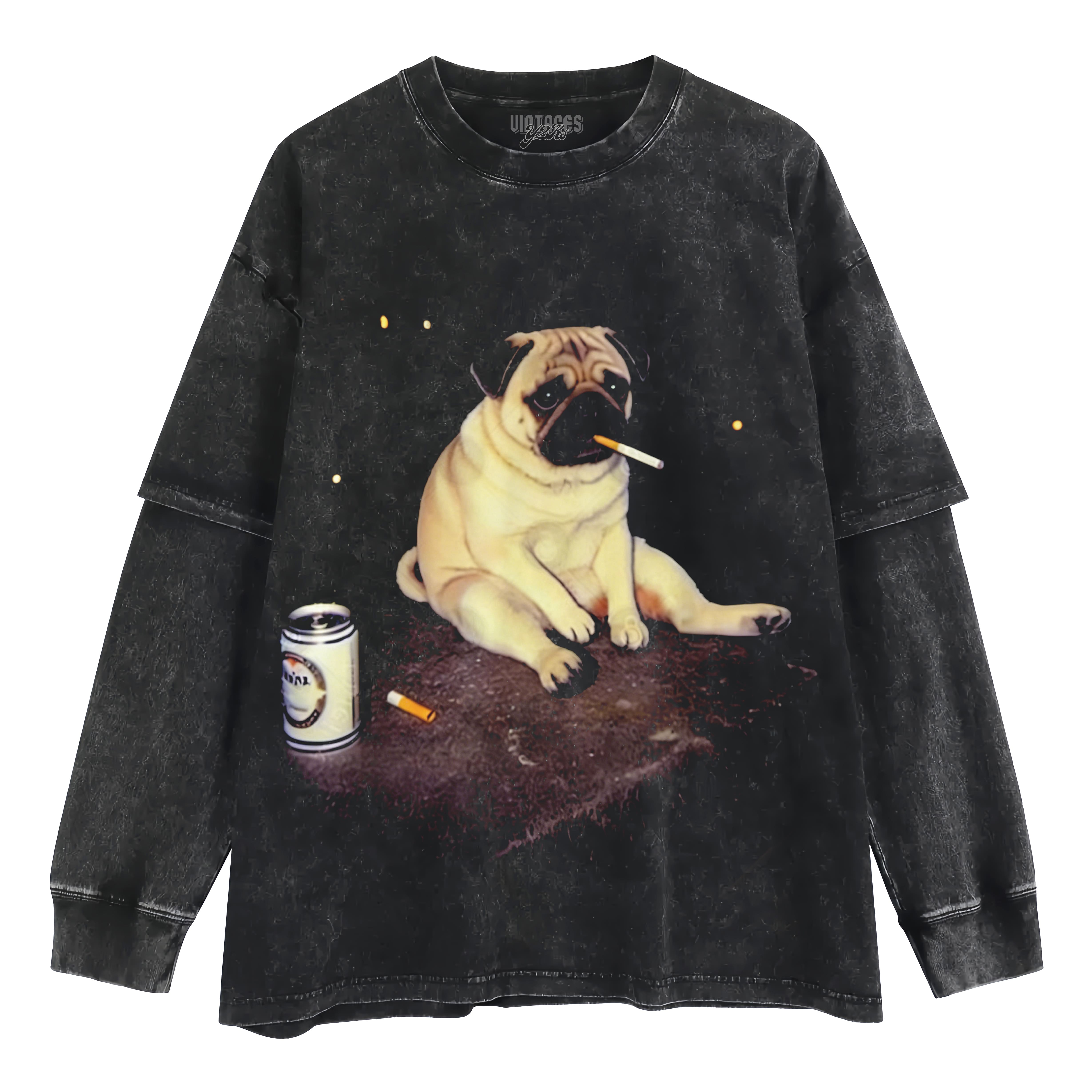 PUG SMOKING DOG LOVERS TANK TOP & TEE & LONG SLEEVE & LAYERED LS & HOODIE