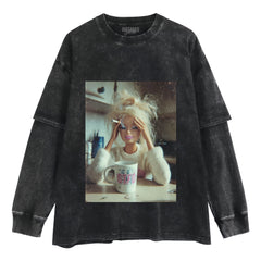 STRESSED BARBIE DOLL FACE COFFEE CIGARETTE SMOKING MEME TANK TOP & TEE & LONG SLEEVE & LAYERED LS & HOODIE