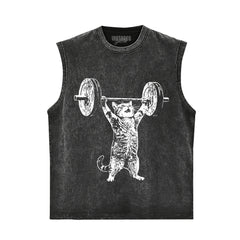 WEIGHT LIFTING GYM CAT TANK TOP & TEE & LONG SLEEVE & LAYERED LS & HOODIE