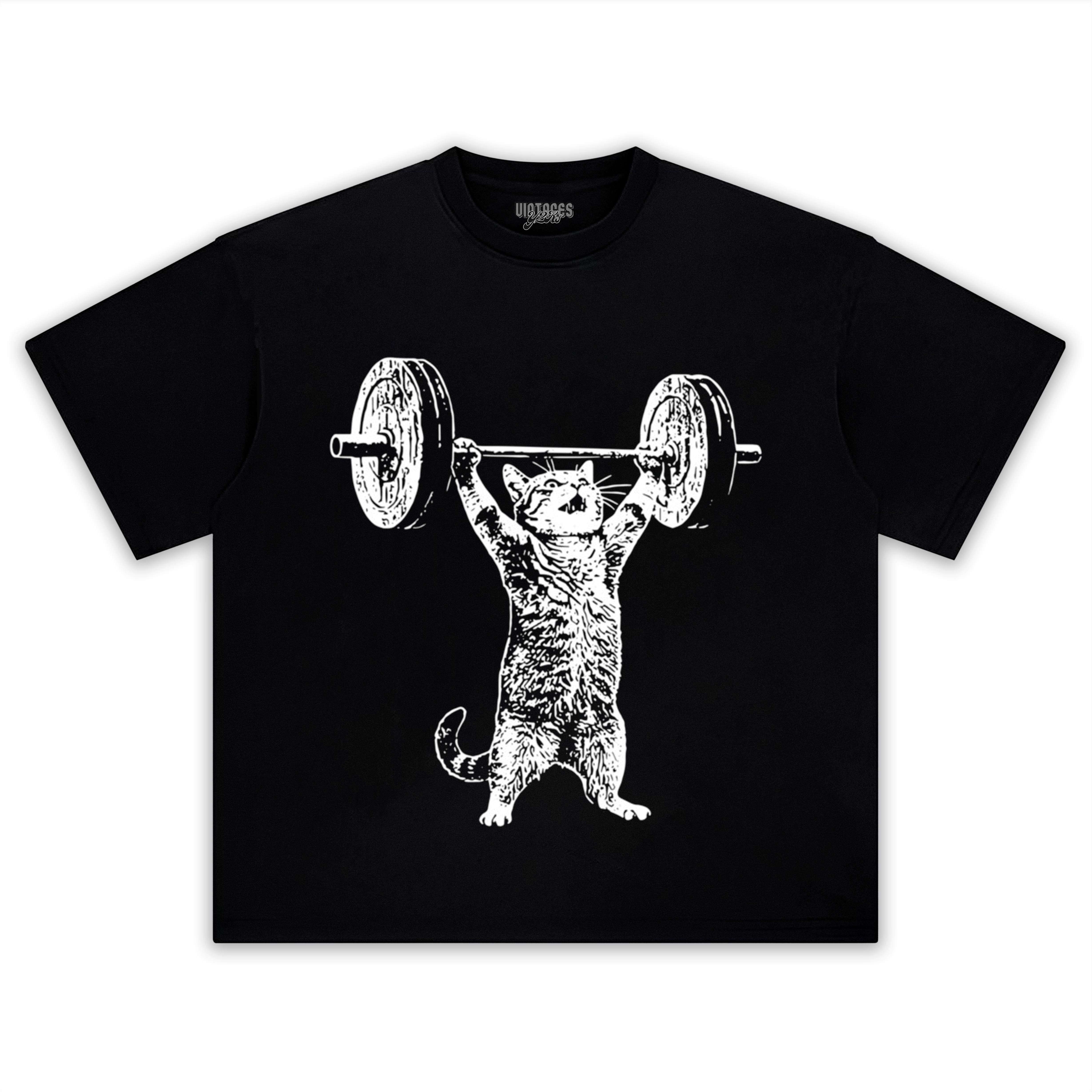 WEIGHT LIFTING GYM CAT TANK TOP & TEE & LONG SLEEVE & LAYERED LS & HOODIE